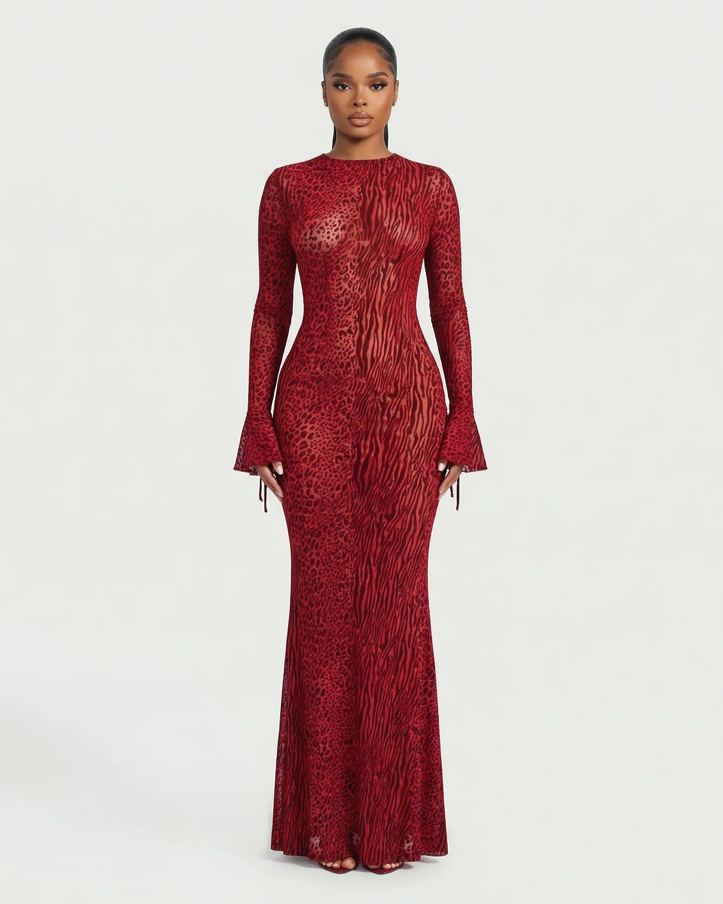 Celestia Mesh Open Back Maxi Dress
