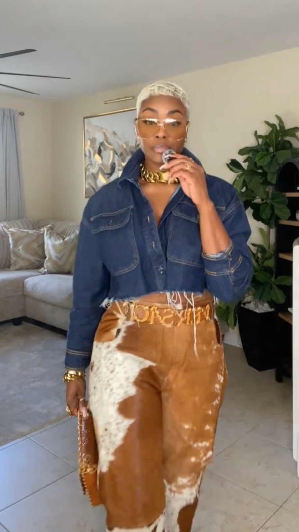 Cow Print Statement Pants