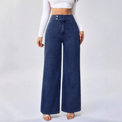 High-Waist Loose Straight-Leg Jeans – Effortless Sculpt & Street Style