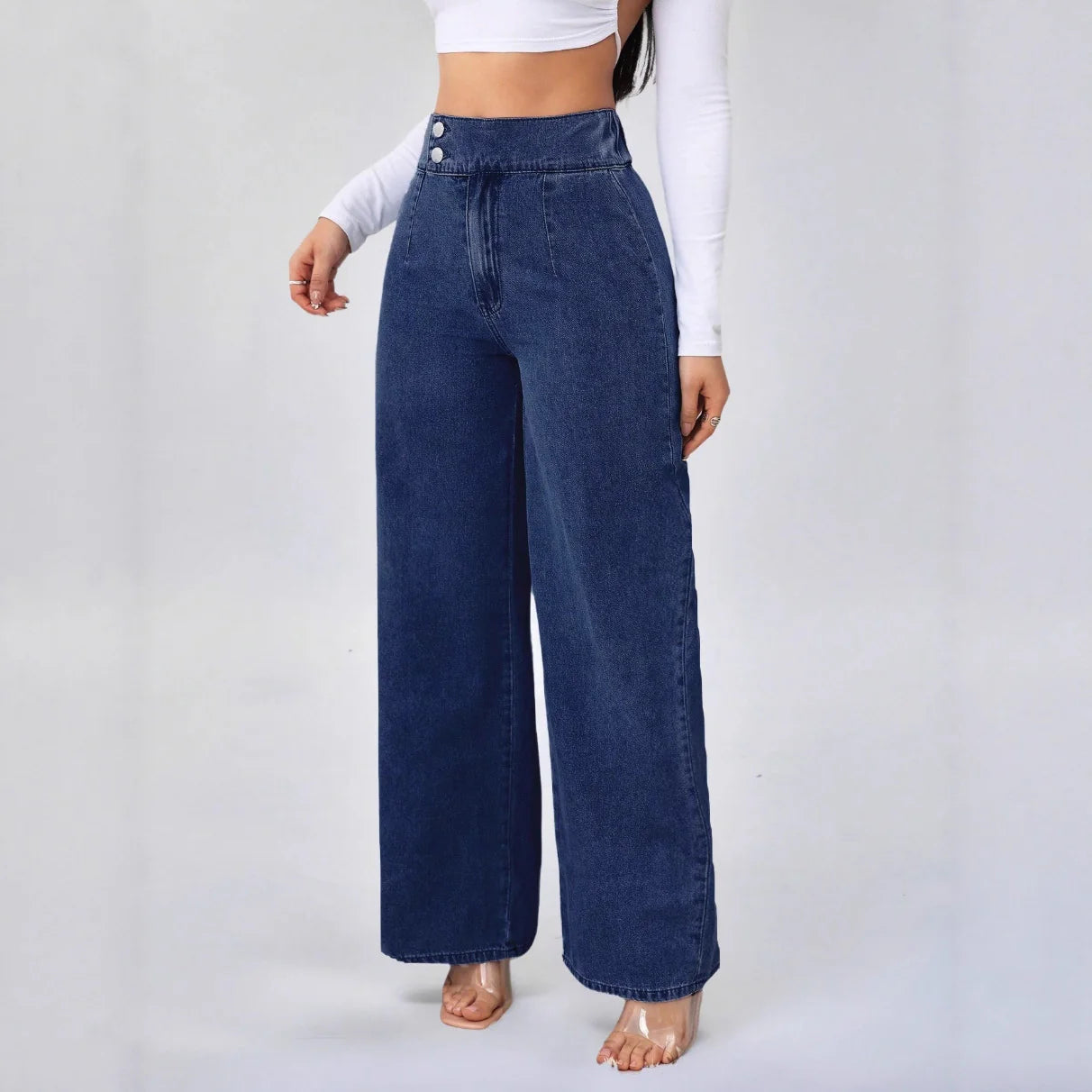 High-Waist Loose Straight-Leg Jeans – Effortless Sculpt & Street Style