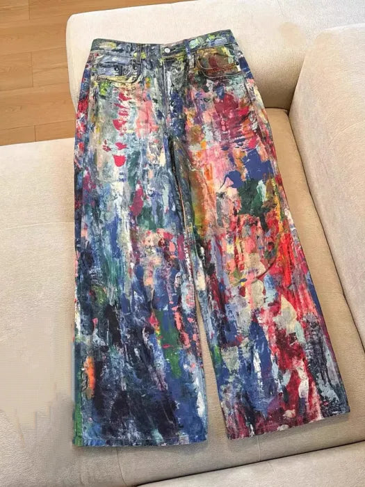 Multicolor Wide-Leg Pants